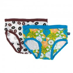 Kickee Pants Girl Underwear (Set of 2) in Sweet Pea Poppies and Macaroon  Chandelier